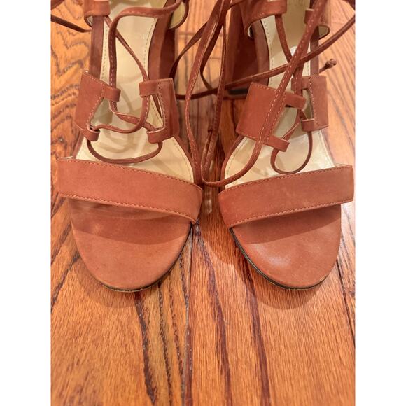 Vince Camuto Wendell Womens 7.5 Brown Tan Suede Shoes Lace Up Gladiator Sandals - Picture 4 of 16